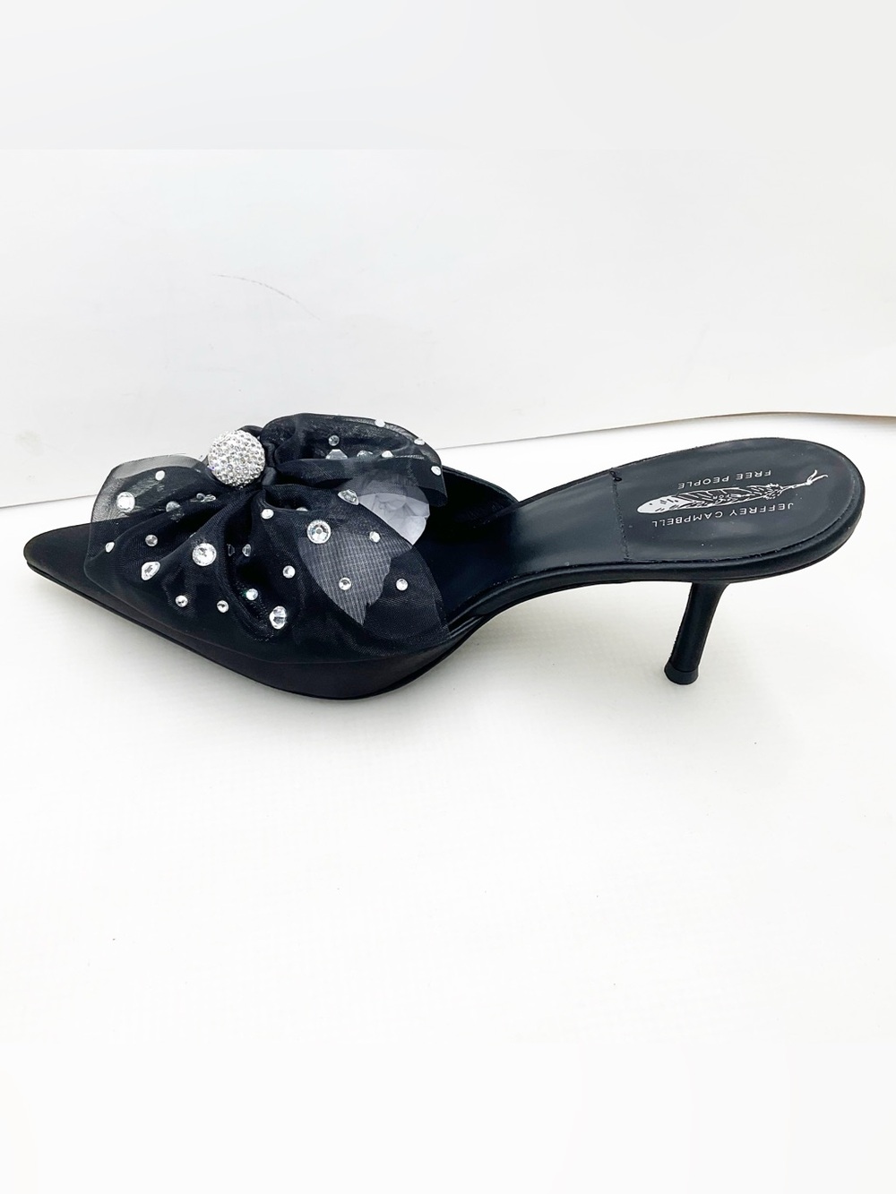 🆕{Jeffrey Campbell} Party Crasher Bow Pointed-Toe Crystal Mules - Picture 3 of 16